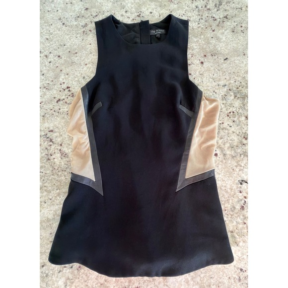 rag & bone Tops - Rag & Bone Black Sleeveless Leather Trim Peplum Top Size 4